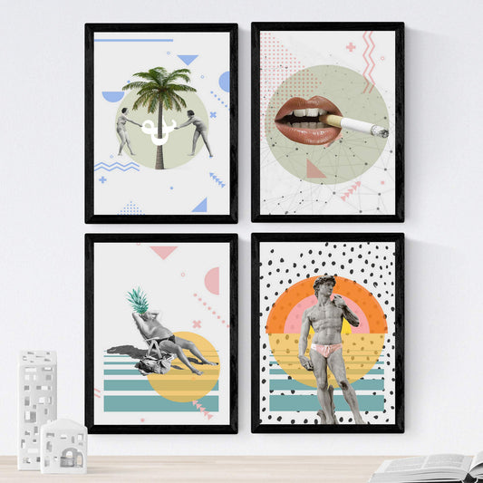 Set de 4 láminas de Posters Collage ,en , Poster papel 250 gr alta calidad.-Artwork-Nacnic-Nacnic Estudio SL