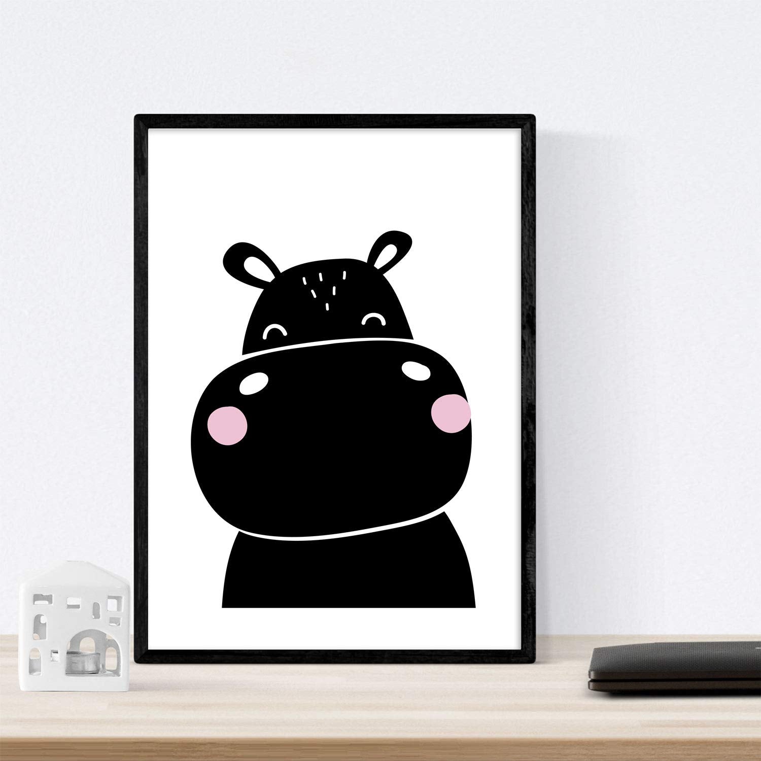 Set de 4 láminas "Hipopotamos, gato, oso y foca". Posters de animales.-Artwork-Nacnic-Nacnic Estudio SL