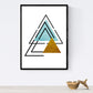 Set de 4 láminas para enmarcar ARRIBA Y ABAJO. Posters estilo nórdico con triángulos. Láminas con formas geométricas en tonos azules y pastel.-Artwork-Nacnic-Nacnic Estudio SL