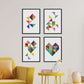 Set de 4 láminas para enmarcar CORAZÓN. Cuatro posters con imágenes geométricas. Composición de CORAZÓN. Láminas estilo nordico-Artwork-Nacnic-Nacnic Estudio SL