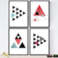 Set de 4 láminas para enmarcar GEOMETRICOS. Posters Estilo nórdico con triángulos para la decoración del hogar. Láminas con Formas geométricas en Tonos Rojos y Grises.-Artwork-Nacnic-Nacnic Estudio SL