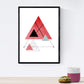 Set de 4 láminas para enmarcar GEOMETRICOS. Posters Estilo nórdico con triángulos para la decoración del hogar. Láminas con Formas geométricas en Tonos Rojos y Grises.-Artwork-Nacnic-Nacnic Estudio SL