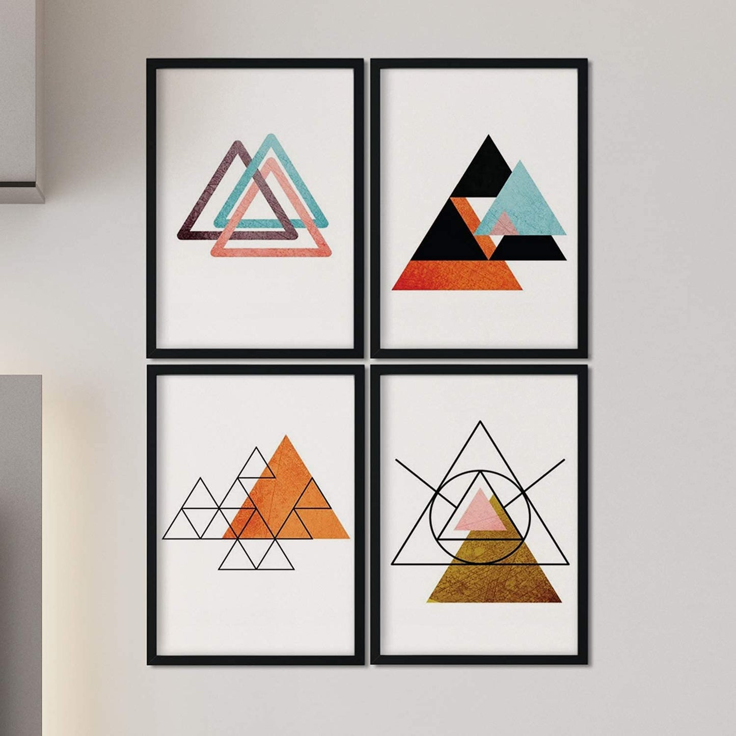 Set de 4 láminas para enmarcar Sahara Y Egipto. Posters Estilo nórdico con triángulos para la decoración del hogar-Artwork-Nacnic-Nacnic Estudio SL