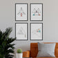 Set de 4 láminas para enmarcar TRAZO FINO. Posters estilo nórdico con triángulos para la decoración del hogar. Láminas con formas geométricas en tonos rojizos y azules.-Artwork-Nacnic-Nacnic Estudio SL