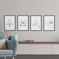 Set de 4 láminas para enmarcar TRAZO FINO. Posters estilo nórdico con triángulos para la decoración del hogar. Láminas con formas geométricas en tonos rojizos y azules.-Artwork-Nacnic-Nacnic Estudio SL