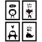 Set de 4 láminas "Zorro, leon, ballena y pingüino". Posters de animales.-Artwork-Nacnic-Nacnic Estudio SL