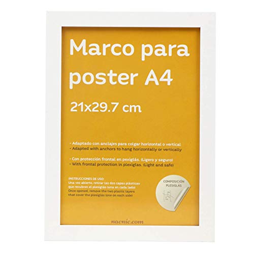 Set de 4 Marcos Blancos tamaño A4 - 21x29.7cm. Marco de Color Blanco-Nacnic-Nacnic Estudio SL