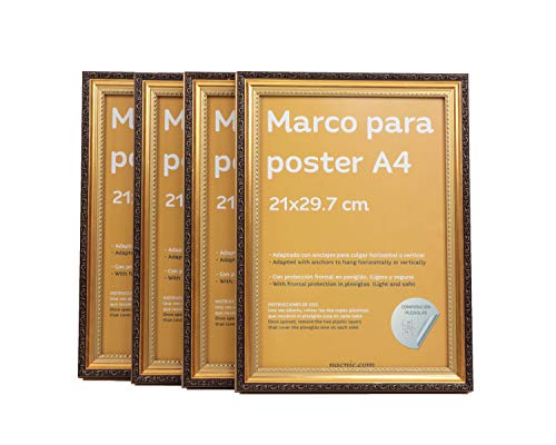 wyewye Marco de fotos A4, DIN A4, 21 x 29,7 cm, marco A4 con plexiglás