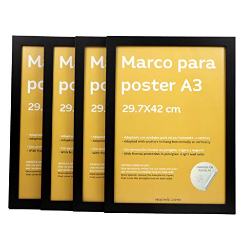 Set de 4 Marcos Madera Clara tamaño A3 (29.7x42cm). Marco de Color Lig –  Nacnic Estudio SL