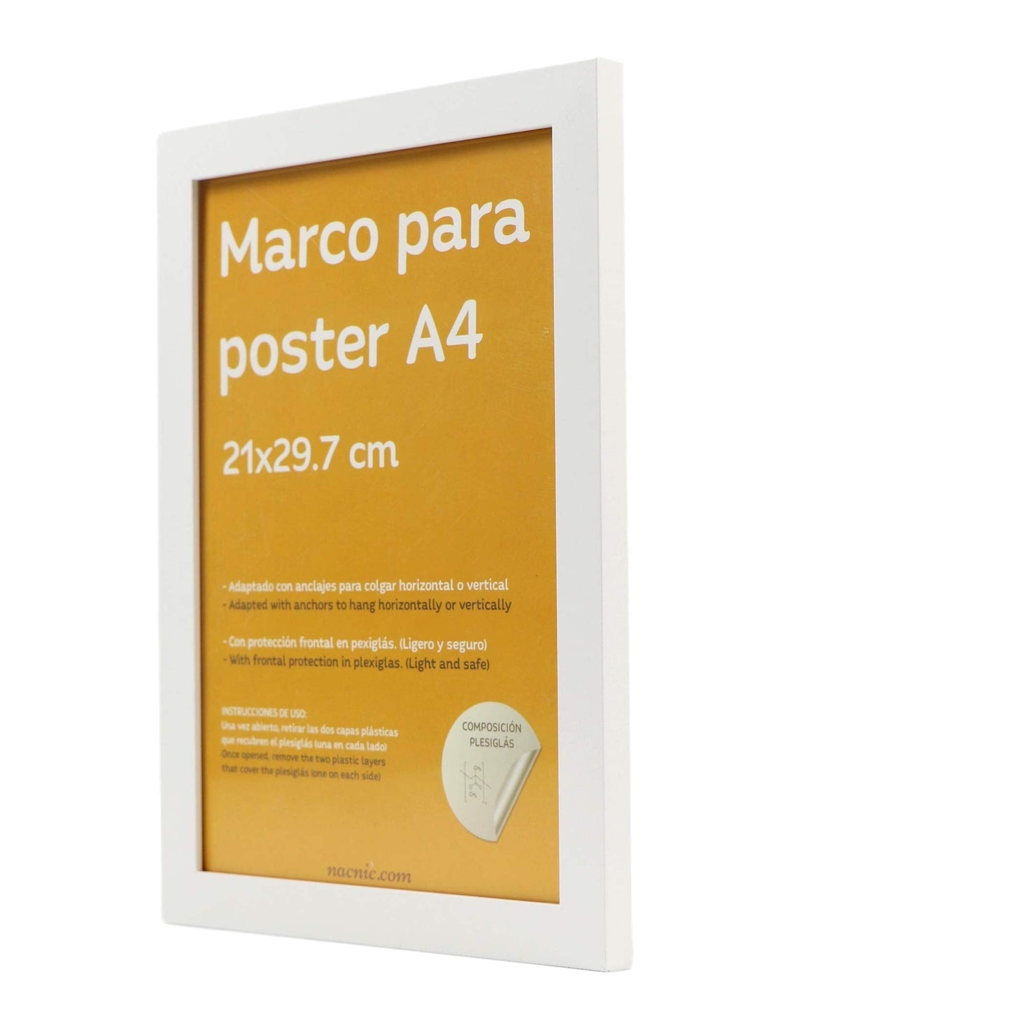 Set de 4 Marcos tamaño A4(21x29.7cm). Marco de Color blanco-Nacnic-Nacnic Estudio SL
