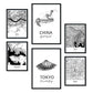 Set de 6 láminas de Asia del Este. Pósters con ilustraciones en estilo nórdico de mapas y monumentos para tu hogar, negocio, oficina. Tamaños A4 y A3. .-Artwork-Nacnic-Nacnic Estudio SL