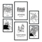 Set de 6 láminas de Europa. Pósters con ilustraciones en estilo nórdico de mapas y monumentos para tu hogar, negocio, oficina. Tamaños A4 y A3. .-Artwork-Nacnic-Nacnic Estudio SL