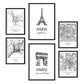 Set de 6 láminas de Francia. Pósters con ilustraciones en estilo nórdico de mapas y monumentos para tu hogar, negocio, oficina. Tamaños A4 y A3. .-Artwork-Nacnic-Nacnic Estudio SL