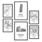 Set de 6 láminas de Italia. Pósters con ilustraciones en estilo nórdico de mapas y monumentos para tu hogar, negocio, oficina. Tamaños A4 y A3. .-Artwork-Nacnic-Nacnic Estudio SL