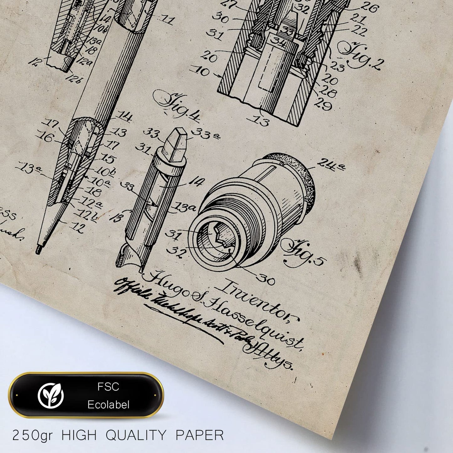 Set de 6 láminas de patentes Herramientas de medición. Pósters con dibujos retro de inventos antiguos. Tamaños A4 y A3. .-Artwork-Nacnic-Nacnic Estudio SL
