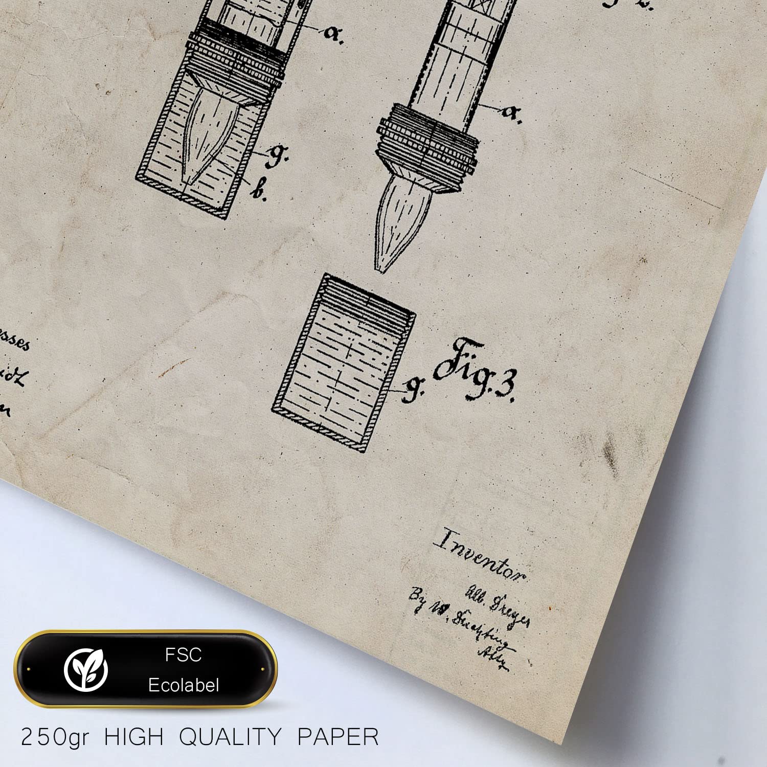 Set de 6 láminas de patentes Medicina. Pósters con dibujos retro de inventos antiguos. Tamaños A4 y A3. .-Artwork-Nacnic-Nacnic Estudio SL