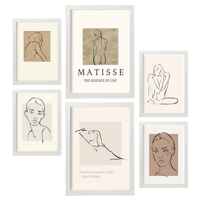Set de 6 posters Belleza. Colección de láminas con estética collage para la Tamaños A3 y A4. .-Artwork-Nacnic-Marco Blanco-Nacnic Estudio SL