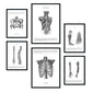 Set de 6 posters de Anatomía. Colección de láminas con estética collage para la Tamaños A3 y A4. .-Artwork-Nacnic-Marco Negro-Nacnic Estudio SL