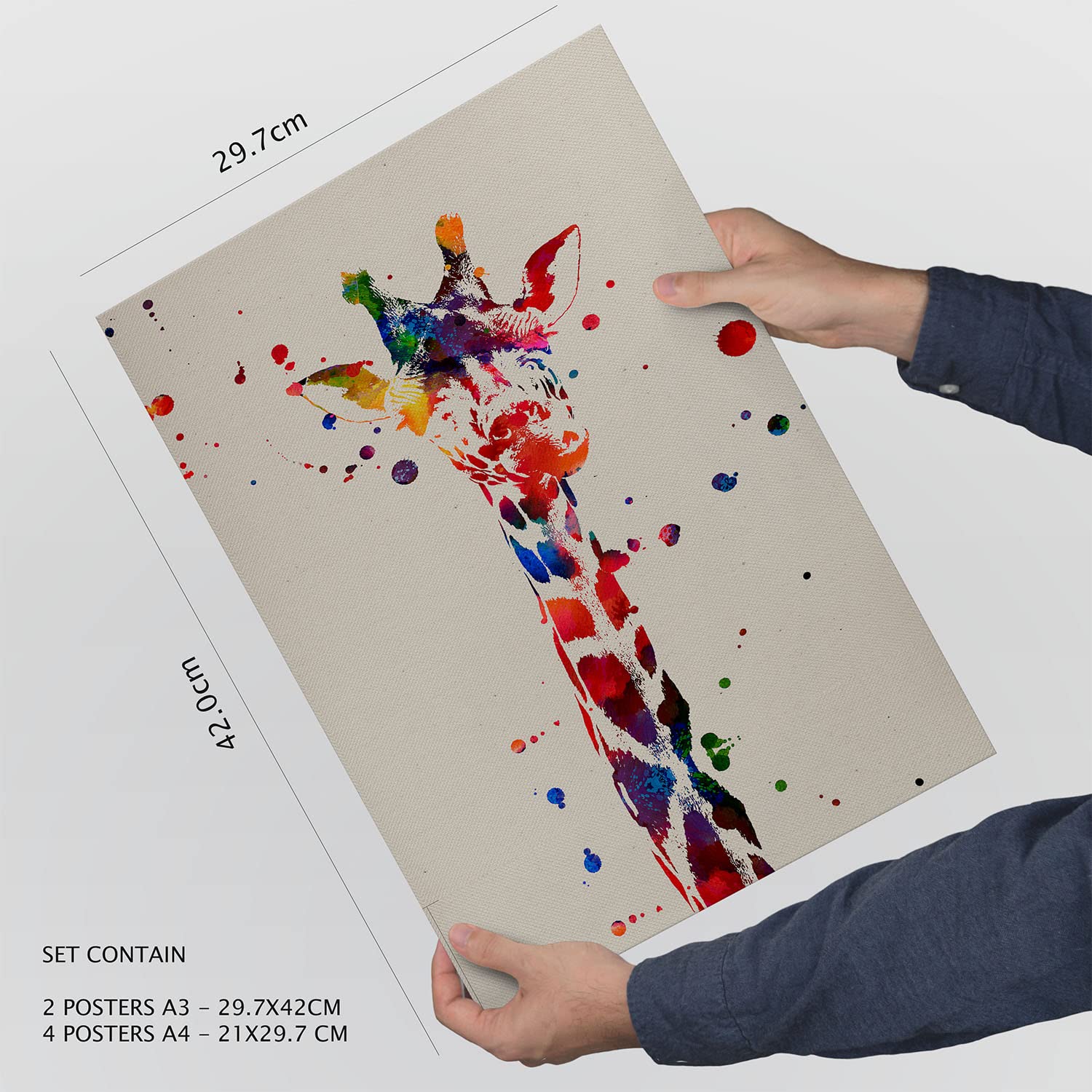 Set de 6 posters de Animales de acuarela. Colección de láminas con estética collage para la Tamaños A3 y A4. .-Artwork-Nacnic-Nacnic Estudio SL