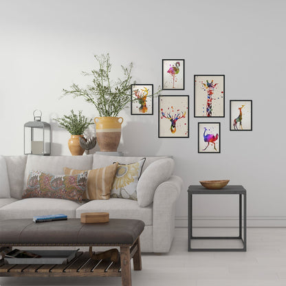 Set de 6 posters de Animales de acuarela. Colección de láminas con estética collage para la Tamaños A3 y A4. .-Artwork-Nacnic-Sin marco-Nacnic Estudio SL