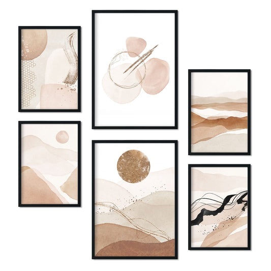 Set de 6 posters de Arte abstracto. Colección de láminas con estética collage para la Tamaños A3 y A4. .-Artwork-Nacnic-Marco Negro-Nacnic Estudio SL