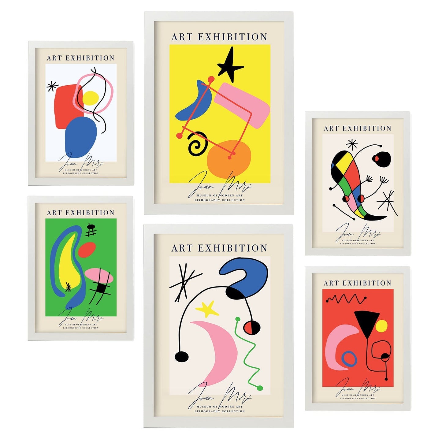 Set de 6 posters de Arte Miró. Colección de láminas con estética collage para la Tamaños A3 y A4. .-Artwork-Nacnic-Marco Blanco-Nacnic Estudio SL
