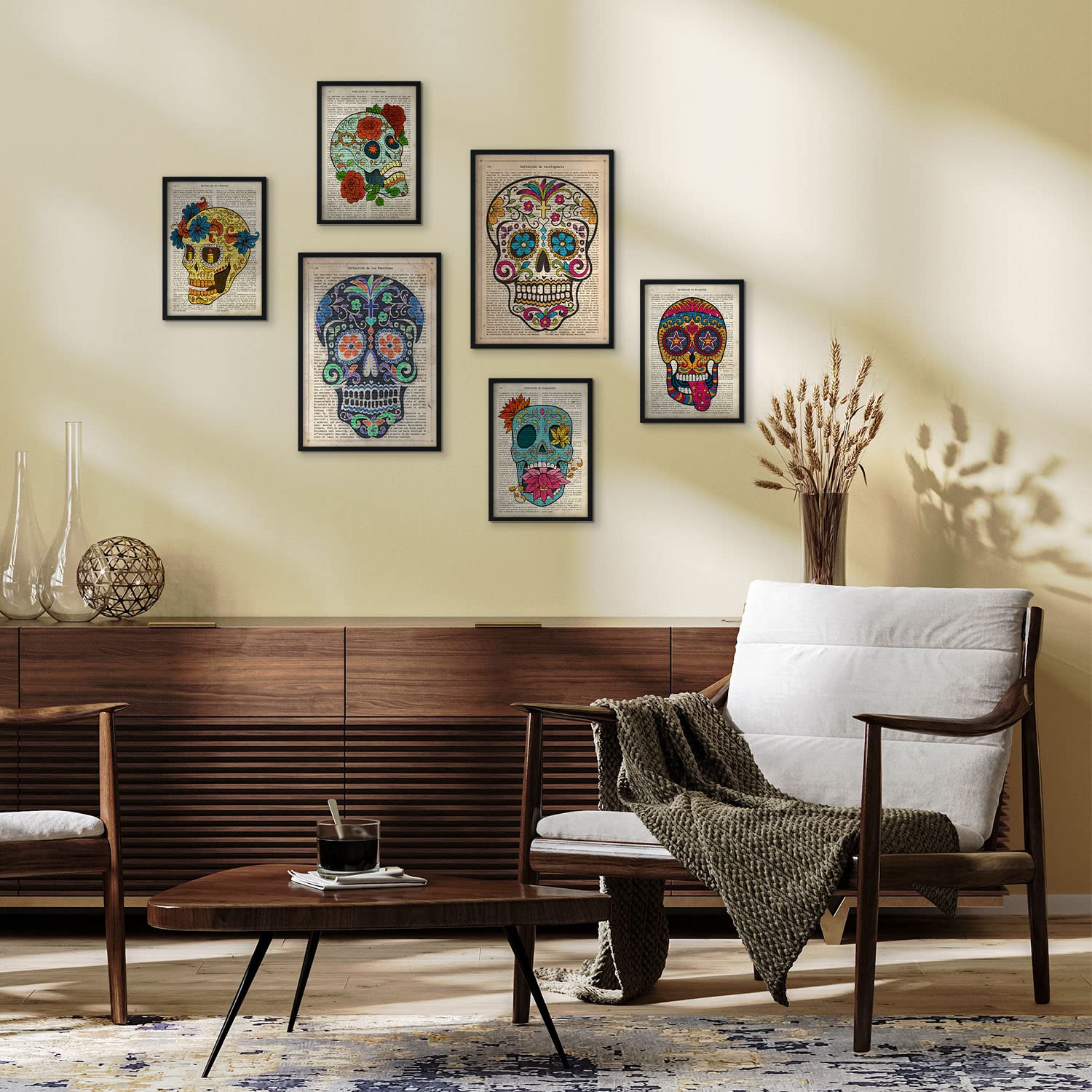 Set de 6 posters de Calaveras vintage. Colección de láminas con estética collage para la Tamaños A3 y A4. .-Artwork-Nacnic-Nacnic Estudio SL