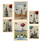 Set de 6 posters de Ciudades vintage. Colección de láminas con estética collage para la Tamaños A3 y A4. .-Artwork-Nacnic-Marco Madera clara-Nacnic Estudio SL