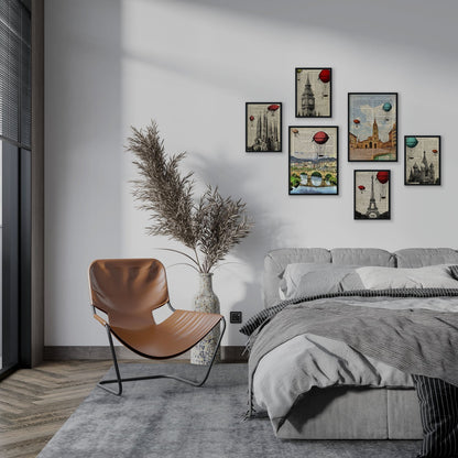 Set de 6 posters de Ciudades vintage. Colección de láminas con estética collage para la Tamaños A3 y A4. .-Artwork-Nacnic-Sin marco-Nacnic Estudio SL
