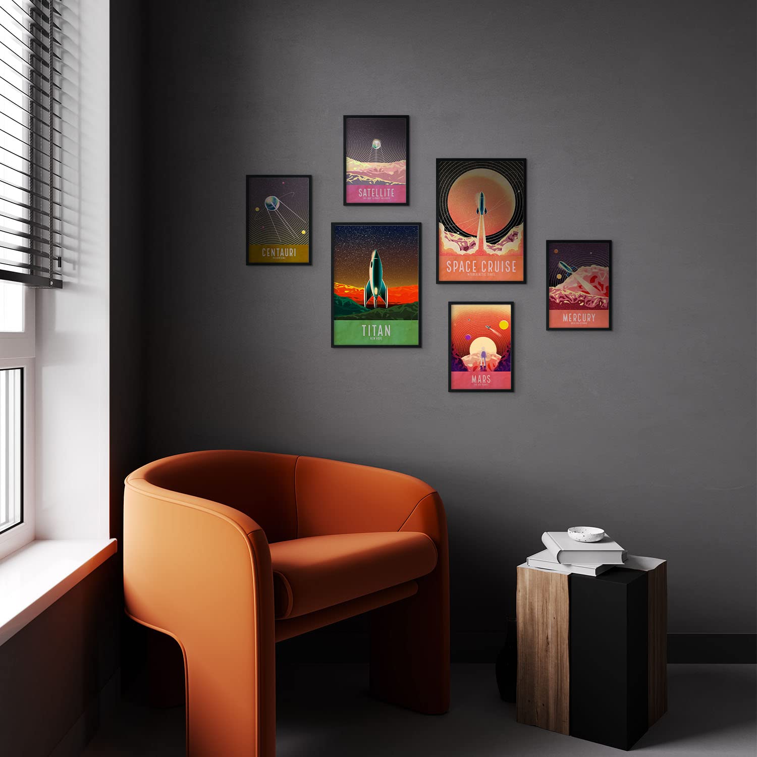 Set de 6 posters de Espacio. Colección de láminas con estética collage para la Tamaños A3 y A4. .-Artwork-Nacnic-Nacnic Estudio SL