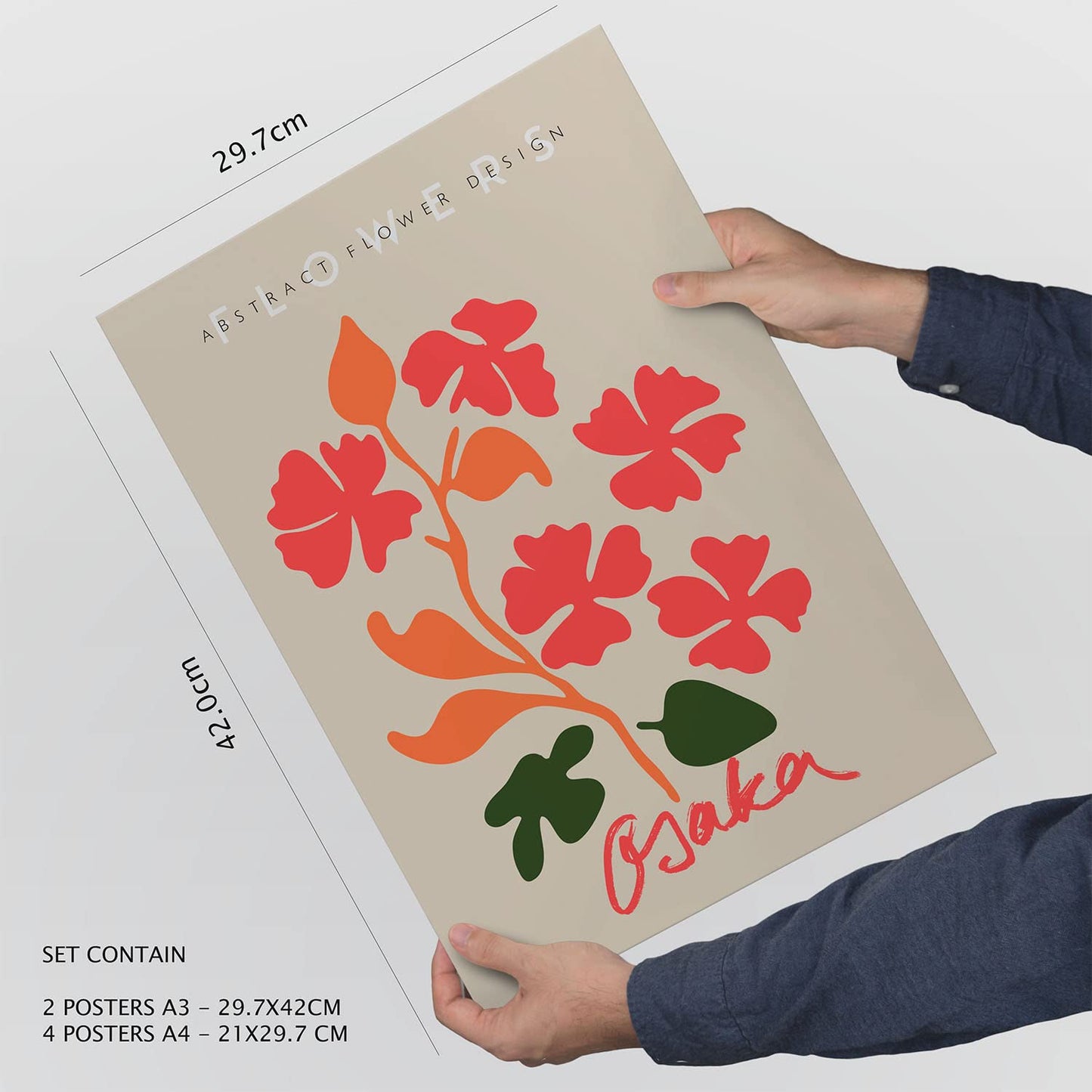 Set de 6 posters de Floral. Colección de láminas con estética collage para la Tamaños A3 y A4. .-Artwork-Nacnic-Nacnic Estudio SL