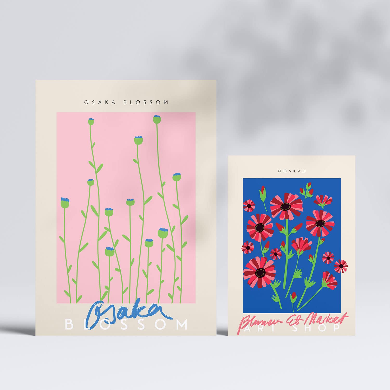 Set de 6 pósters de Flores de primavera. Colección de láminas con estética collage para la Tamaños A3 y A4. .-Artwork-Nacnic-Nacnic Estudio SL