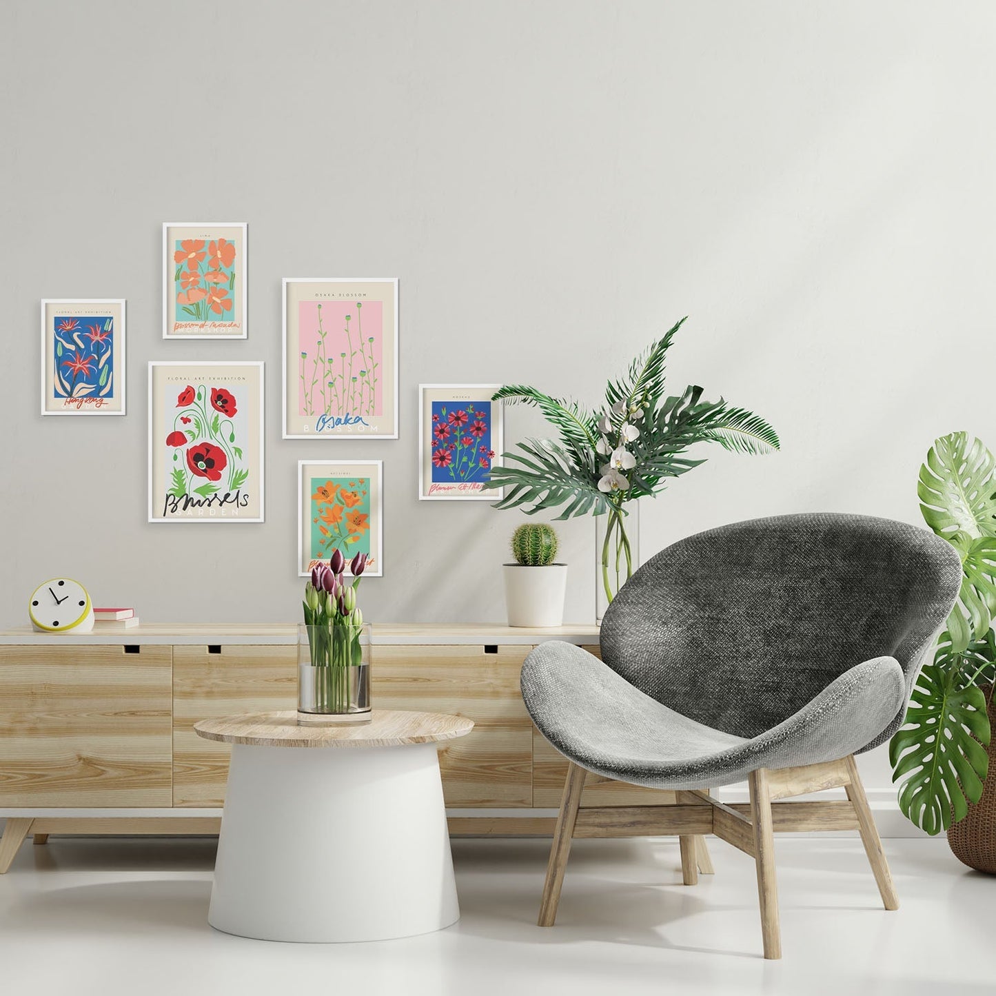 Set de 6 pósters de Flores de primavera. Colección de láminas con estética collage para la Tamaños A3 y A4. .-Artwork-Nacnic-Sin marco-Nacnic Estudio SL