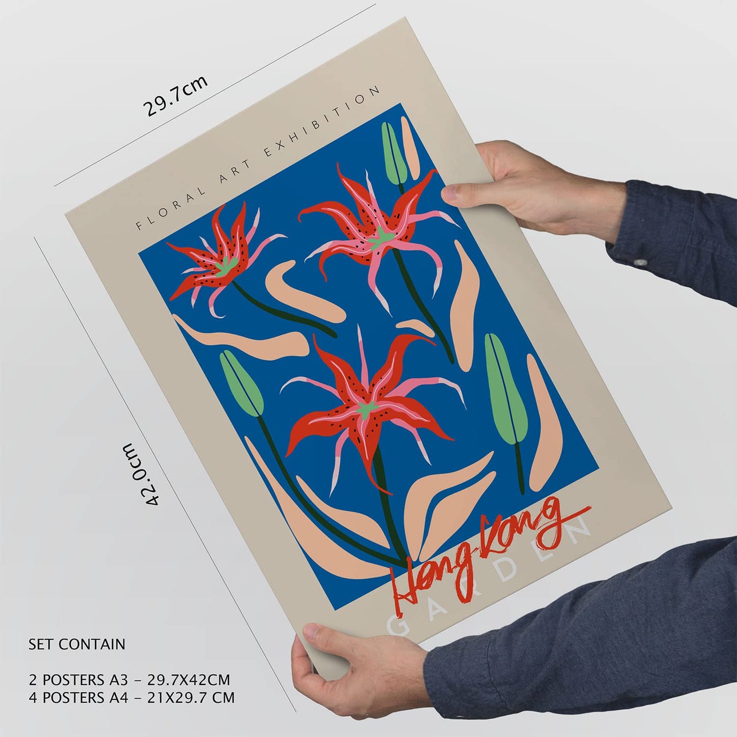 Set de 6 pósters de Galería floral. Colección de láminas con estética collage para la Tamaños A3 y A4. .-Artwork-Nacnic-Nacnic Estudio SL