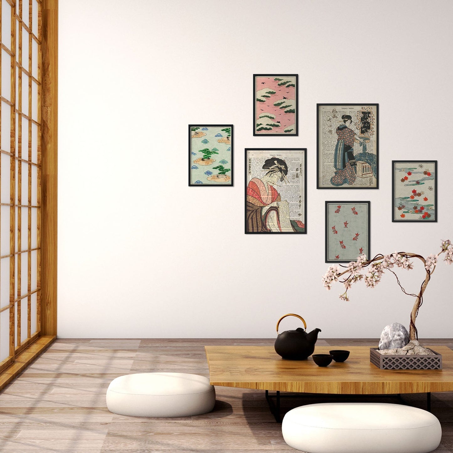 Set de 6 posters de Japón. Colección de láminas con estética collage para la Tamaños A3 y A4. .-Artwork-Nacnic-Sin marco-Nacnic Estudio SL