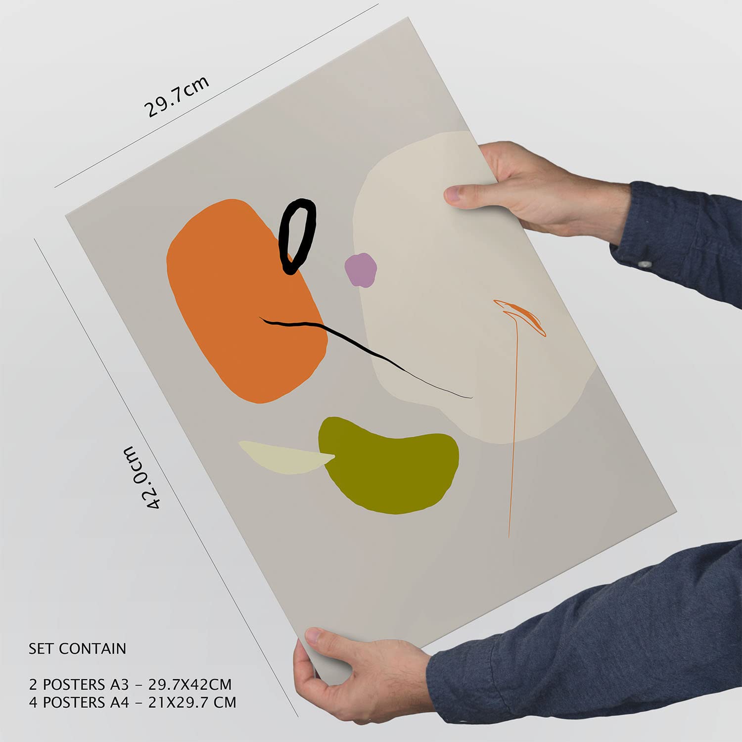Set de 6 posters de Minimalismo. Colección de láminas con estética collage para la Tamaños A3 y A4. .-Artwork-Nacnic-Nacnic Estudio SL