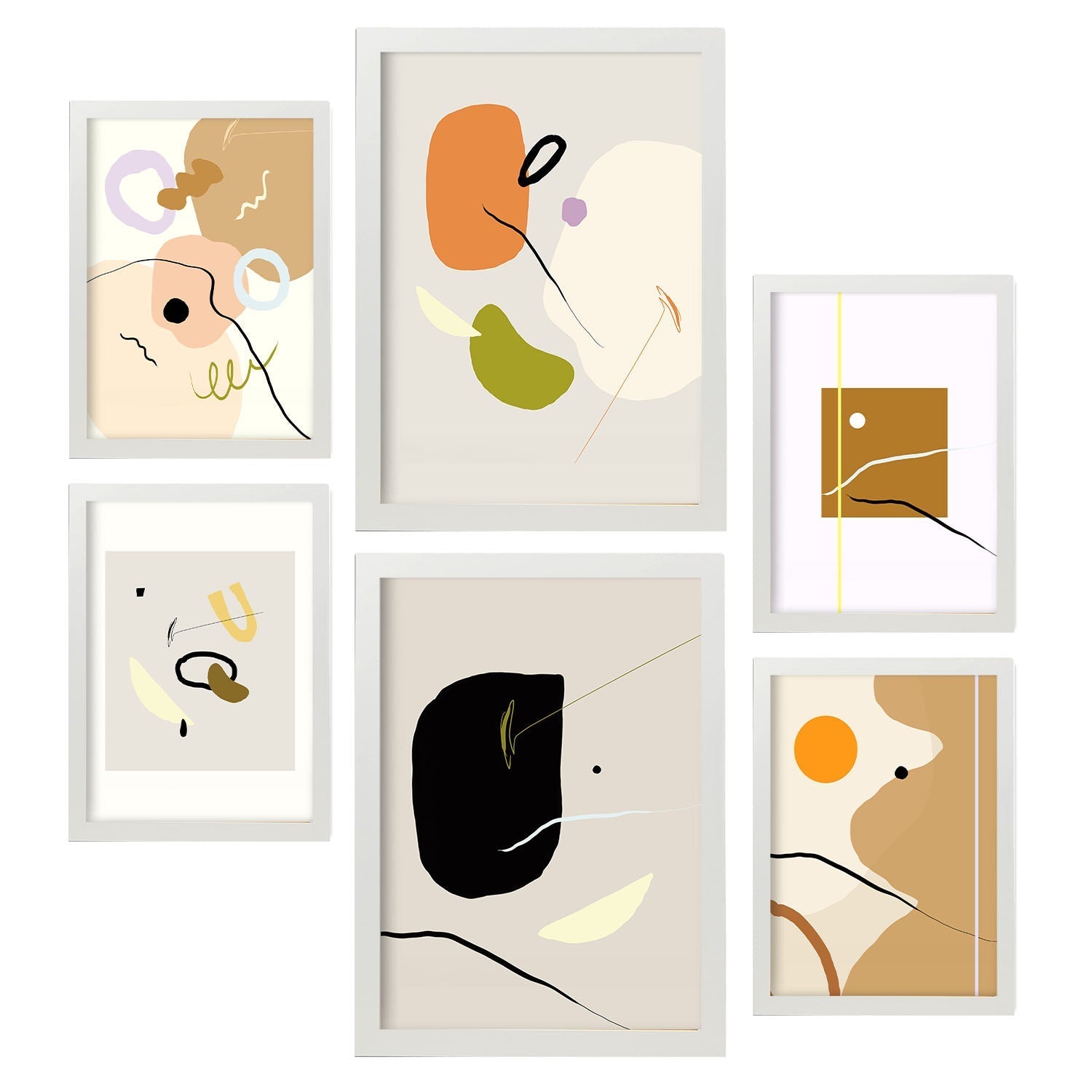 Set de 6 posters de Minimalismo. Colección de láminas con estética collage para la Tamaños A3 y A4. .-Artwork-Nacnic-Marco Blanco-Nacnic Estudio SL