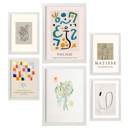 Set de 6 posters de Modernismo. Colección de láminas con estética collage para la Tamaños A3 y A4. .-Artwork-Nacnic-Marco Blanco-Nacnic Estudio SL