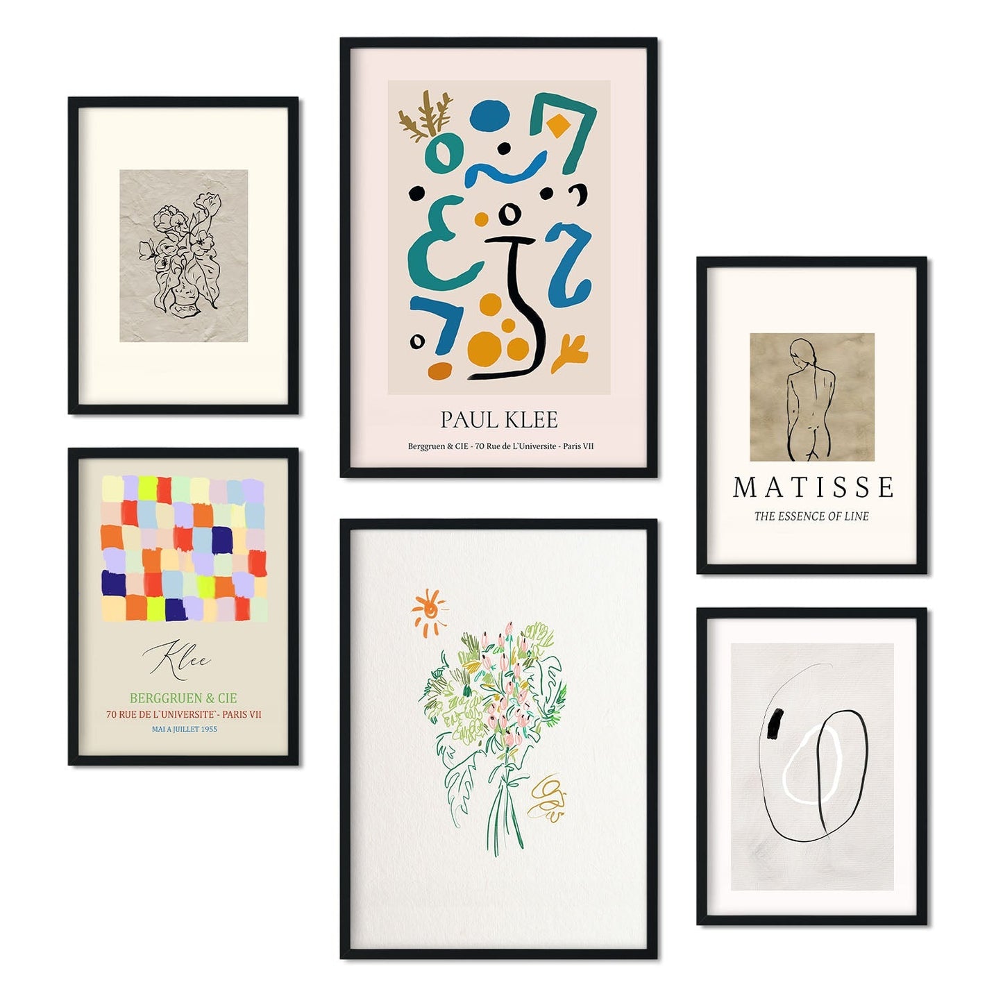 Set de 6 posters de Modernismo. Colección de láminas con estética collage para la Tamaños A3 y A4. .-Artwork-Nacnic-Marco Negro-Nacnic Estudio SL