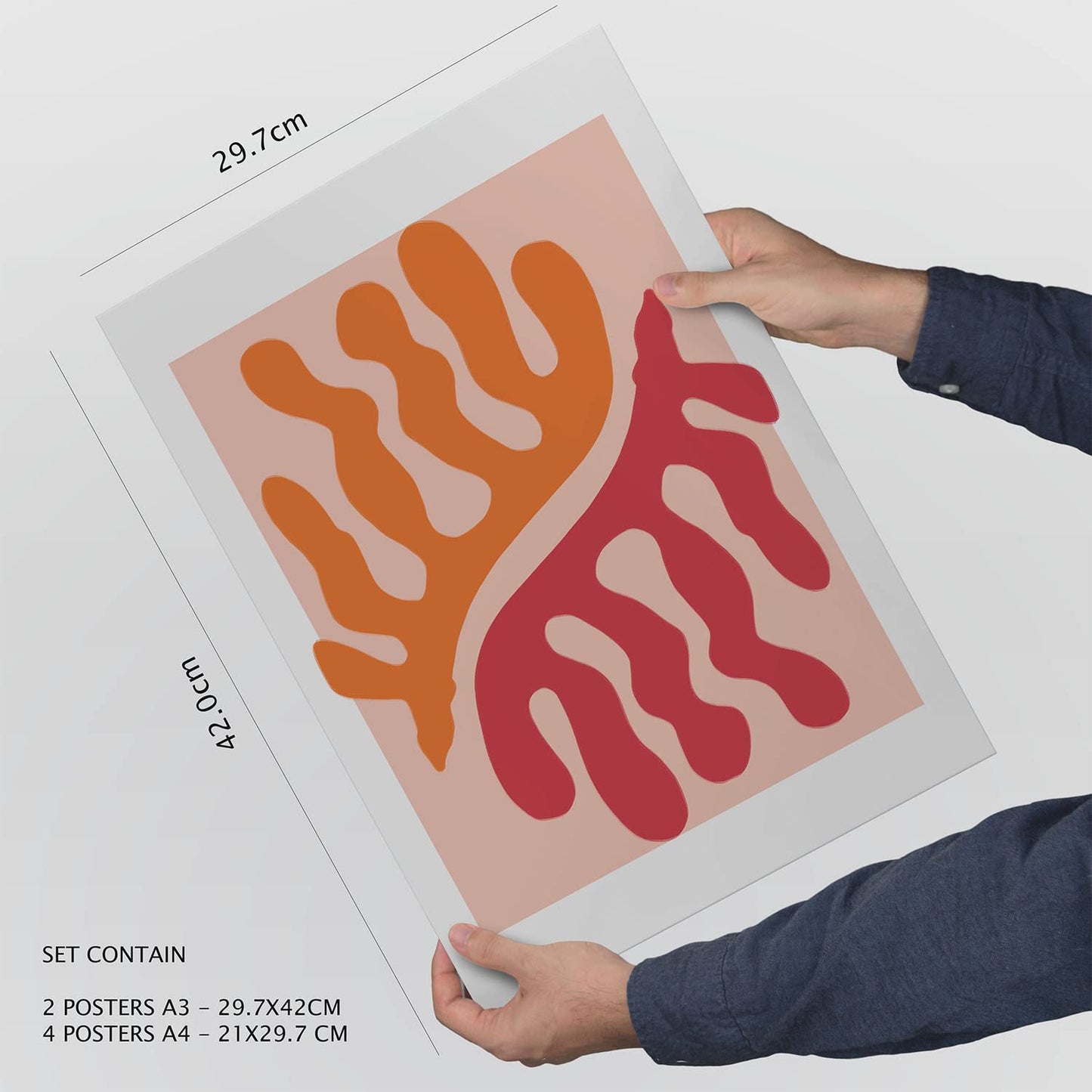 Set de 6 posters de Naranja y azul. Colección de láminas con estética collage para la Tamaños A3 y A4. .-Artwork-Nacnic-Nacnic Estudio SL