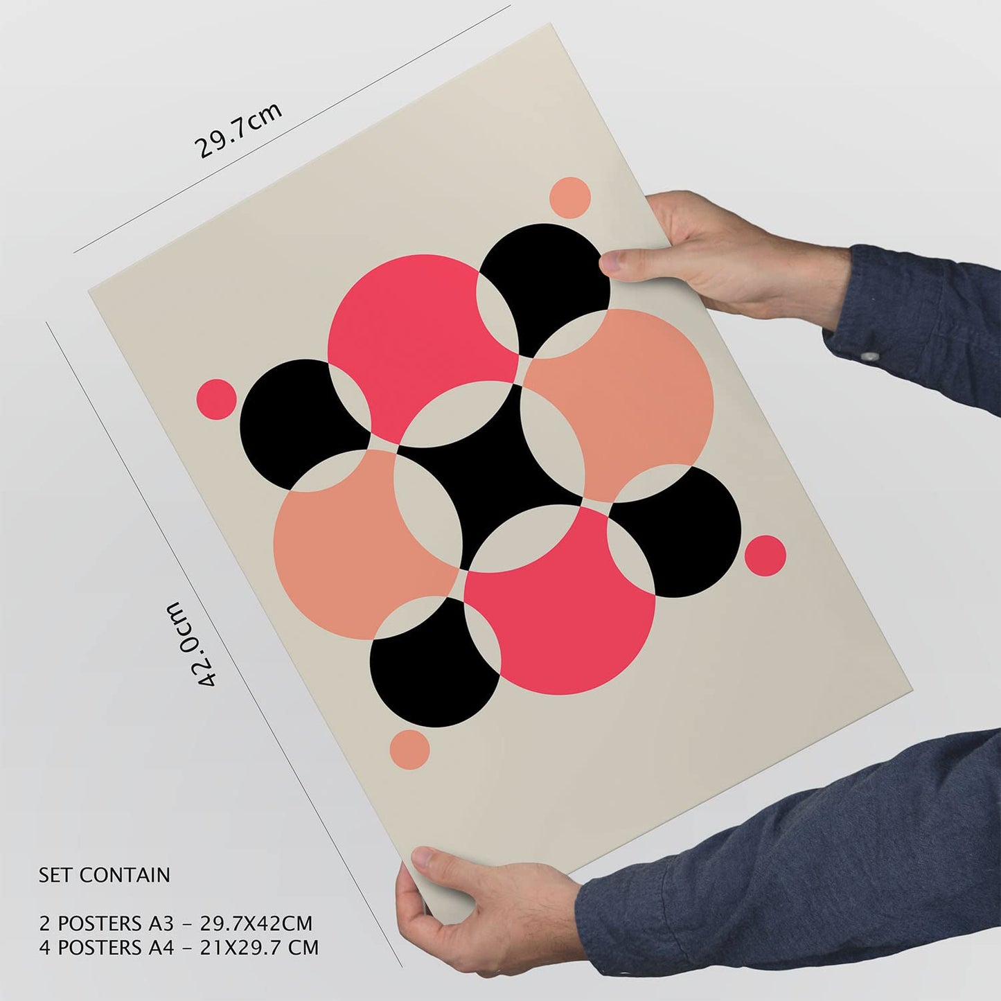 Set de 6 posters de Rosa y negro. Colección de láminas con estética collage para la Tamaños A3 y A4. .-Artwork-Nacnic-Nacnic Estudio SL