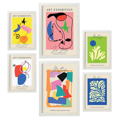 Set de 6 posters Exposición de arte. Colección de láminas con estética collage para la Tamaños A3 y A4. .-Artwork-Nacnic-Marco Blanco-Nacnic Estudio SL