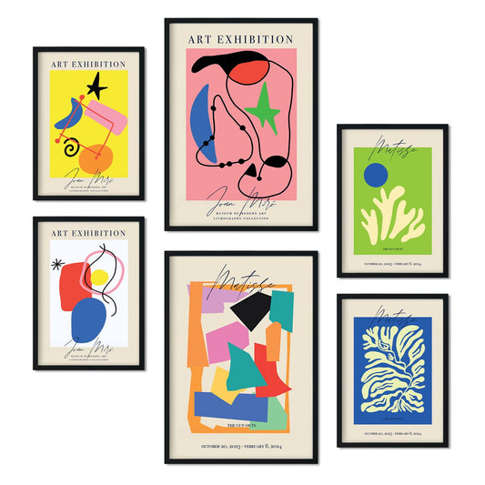 Set de 6 posters Exposición de arte. Colección de láminas con estética collage para la Tamaños A3 y A4. .-Artwork-Nacnic-Nacnic Estudio SL