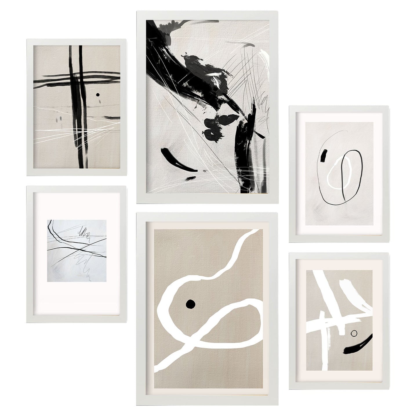 Set de 6 posters Kline. Colección de láminas con estética collage para la Tamaños A3 y A4. .-Artwork-Nacnic-Marco Blanco-Nacnic Estudio SL
