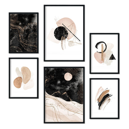 Set de 6 posters Sueño abstracto. Colección de láminas con estética collage para la Tamaños A3 y A4. .-Artwork-Nacnic-Marco Negro-Nacnic Estudio SL