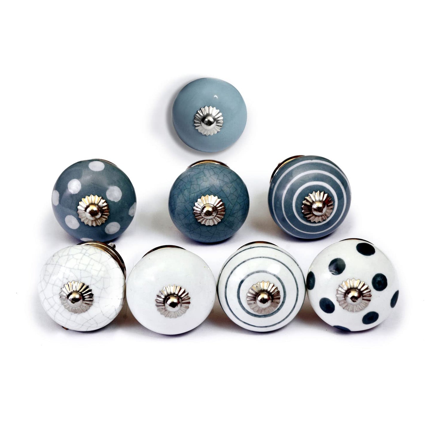 Set de 8 pomos tiradores de cerámica  Diseño craquelado color blanco –  Nacnic Estudio SL