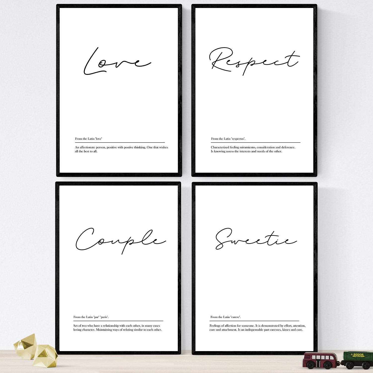 Set de cuatro láminas con definiciones de palabras en ingles. Poster 'Couples' de palabras con definiciones.-Artwork-Nacnic-Nacnic Estudio SL