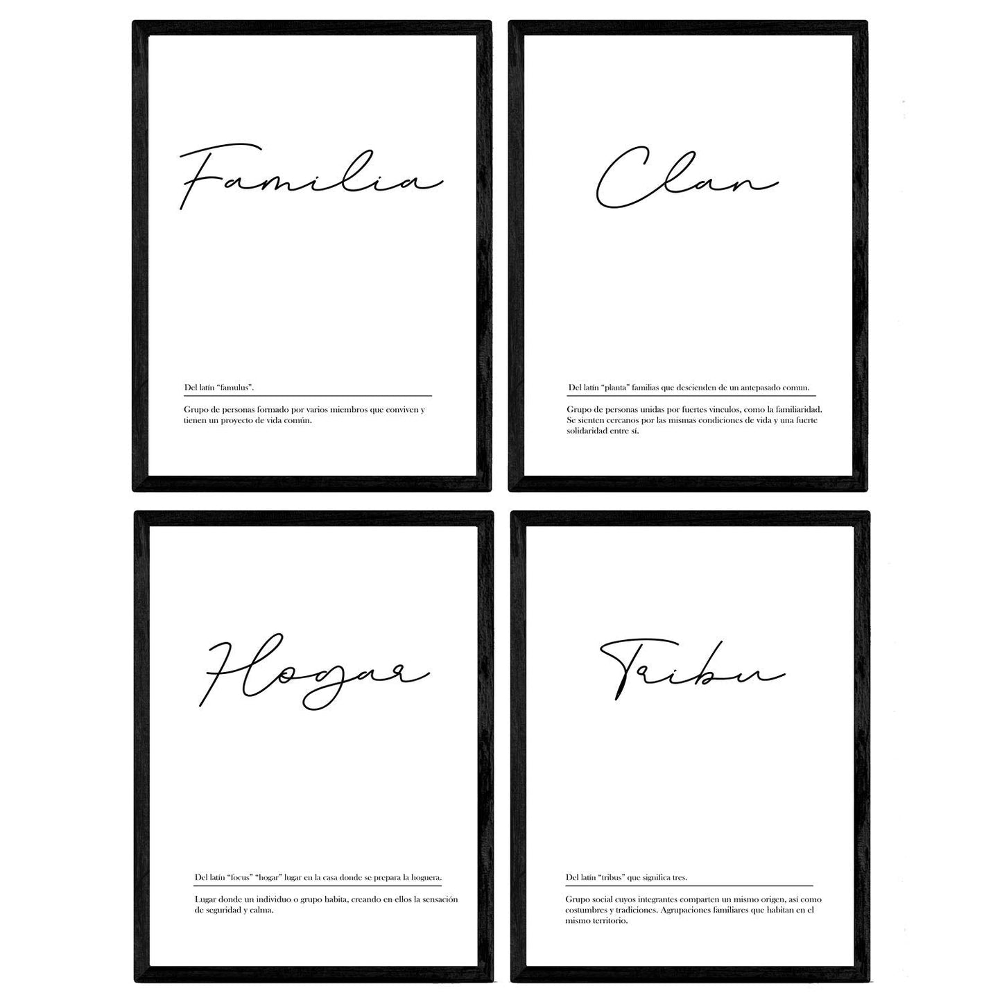 Set de cuatro láminas con definiciones de Palabras para familia Fondo blanco-Artwork-Nacnic-Nacnic Estudio SL