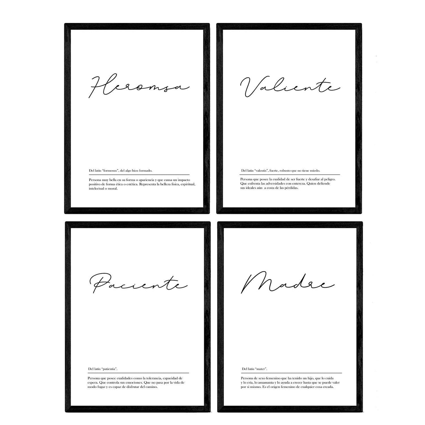 Set de cuatro láminas con definiciones de Palabras para madre Fondo blanco-Artwork-Nacnic-Nacnic Estudio SL