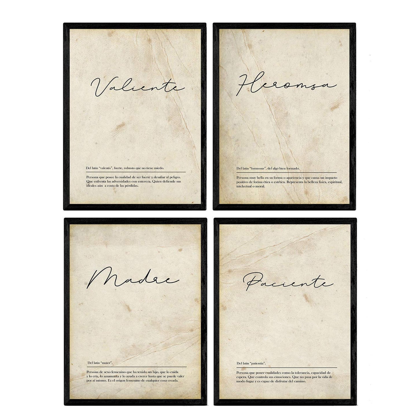 Set de cuatro láminas con definiciones de Palabras para madre Fondo vintage.-Artwork-Nacnic-Nacnic Estudio SL